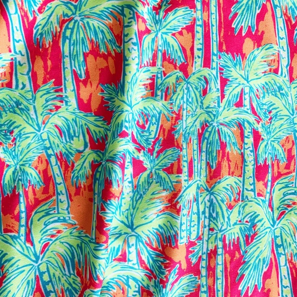 EUC Kaeli Smith Pink Orange And Blue Palm Tree Dress, Size Small - Picture 3 of 6